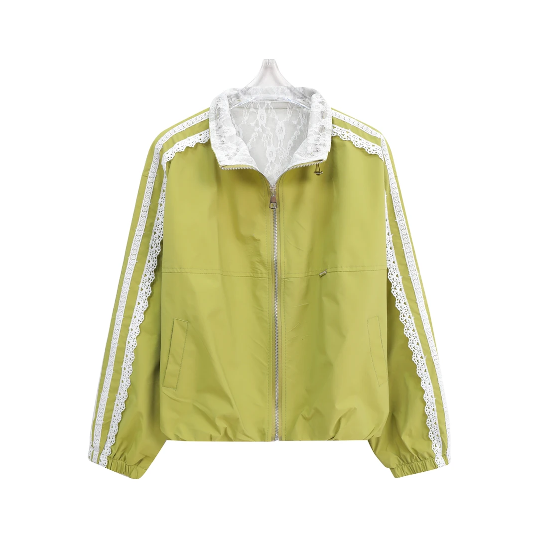 新款蕾丝花边拼接洋气宽松长袖外套C18036