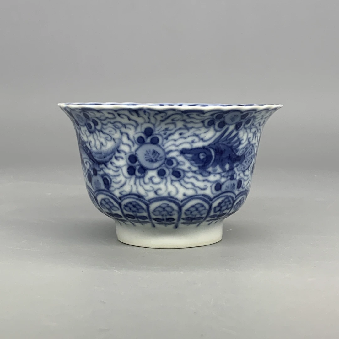 62511111*清光绪青花鱼藻纹茶圆/瓷器六/江苏省文物总店/Y