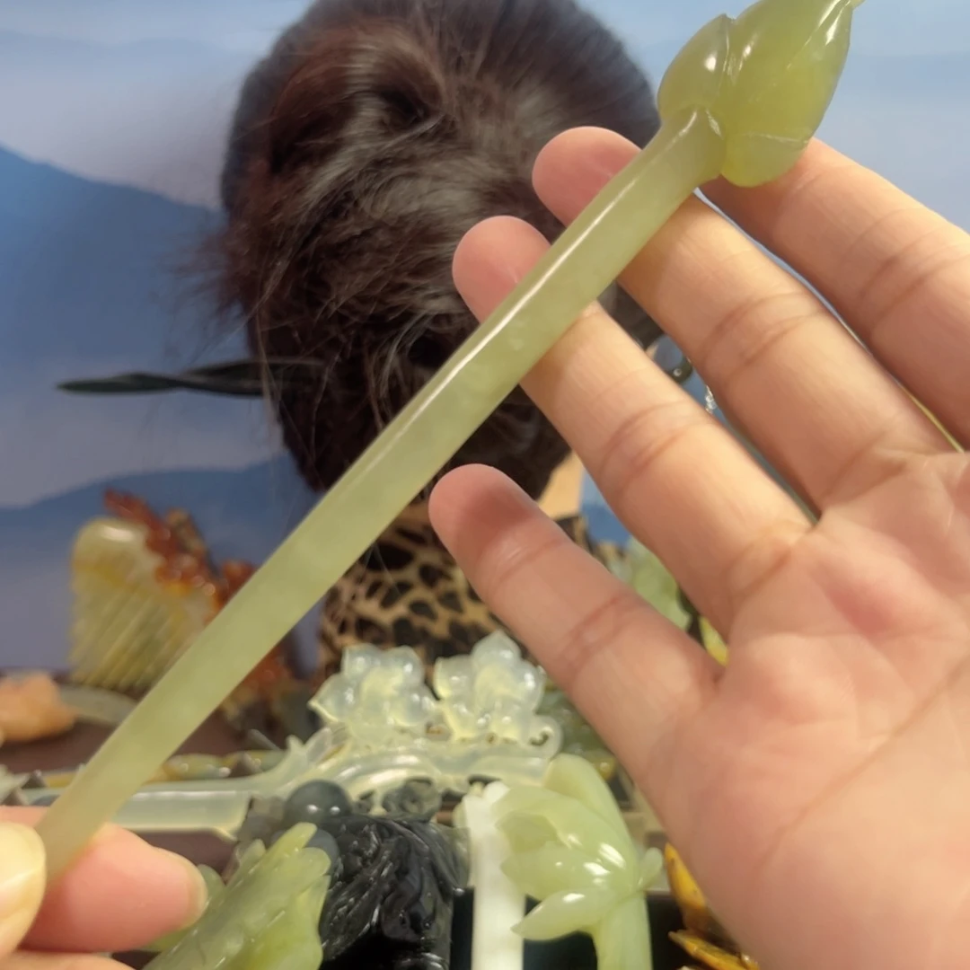 蛇纹石玉发饰合金鑫*