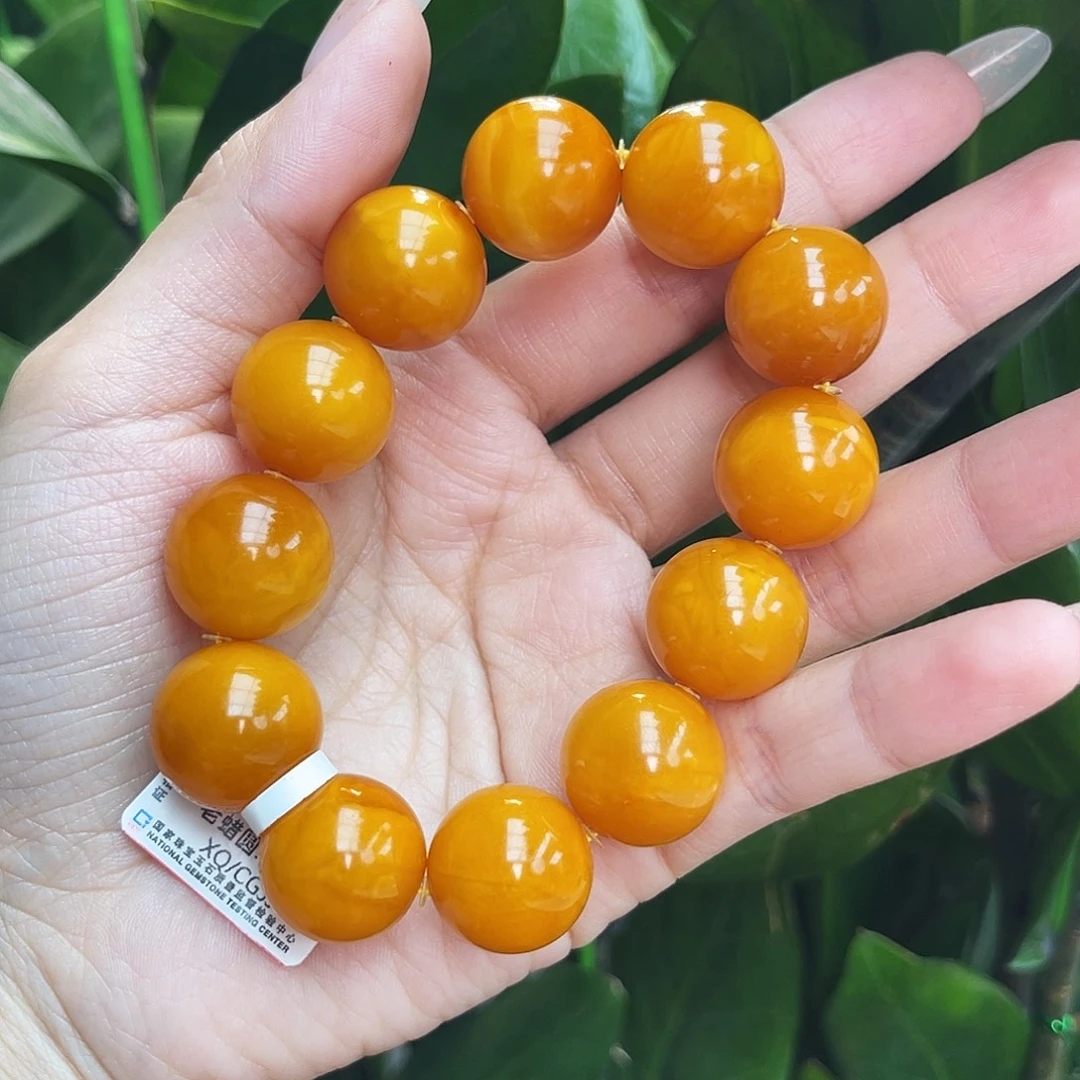 手链琥珀未镶嵌17m双色花蜡