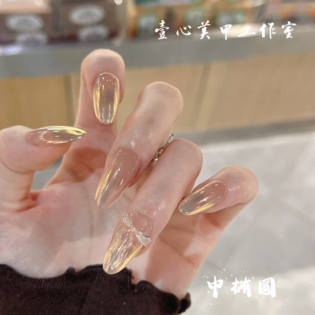 婚嫁-12片装（10片+2片蝴蝶结）壹心纯手工穿戴甲 美甲贴片可拆卸