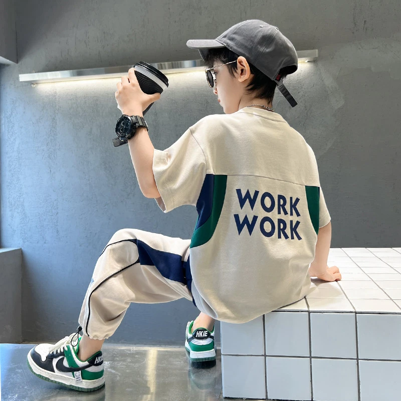 儿童男童夏装套装2025新款洋气酷帅夏款短袖男孩衣服夏季运动长裤
