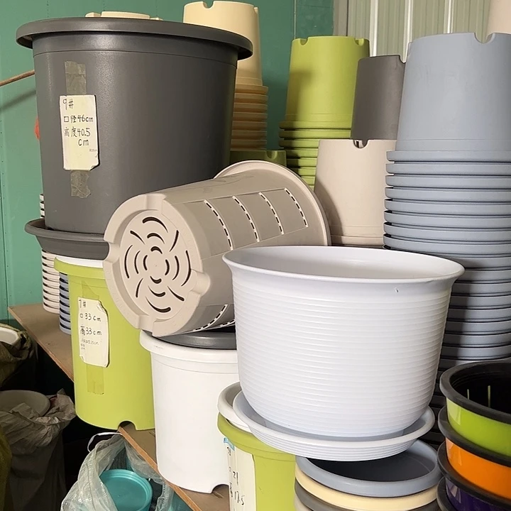 防陶盆白色矮款6号盆5个带拖