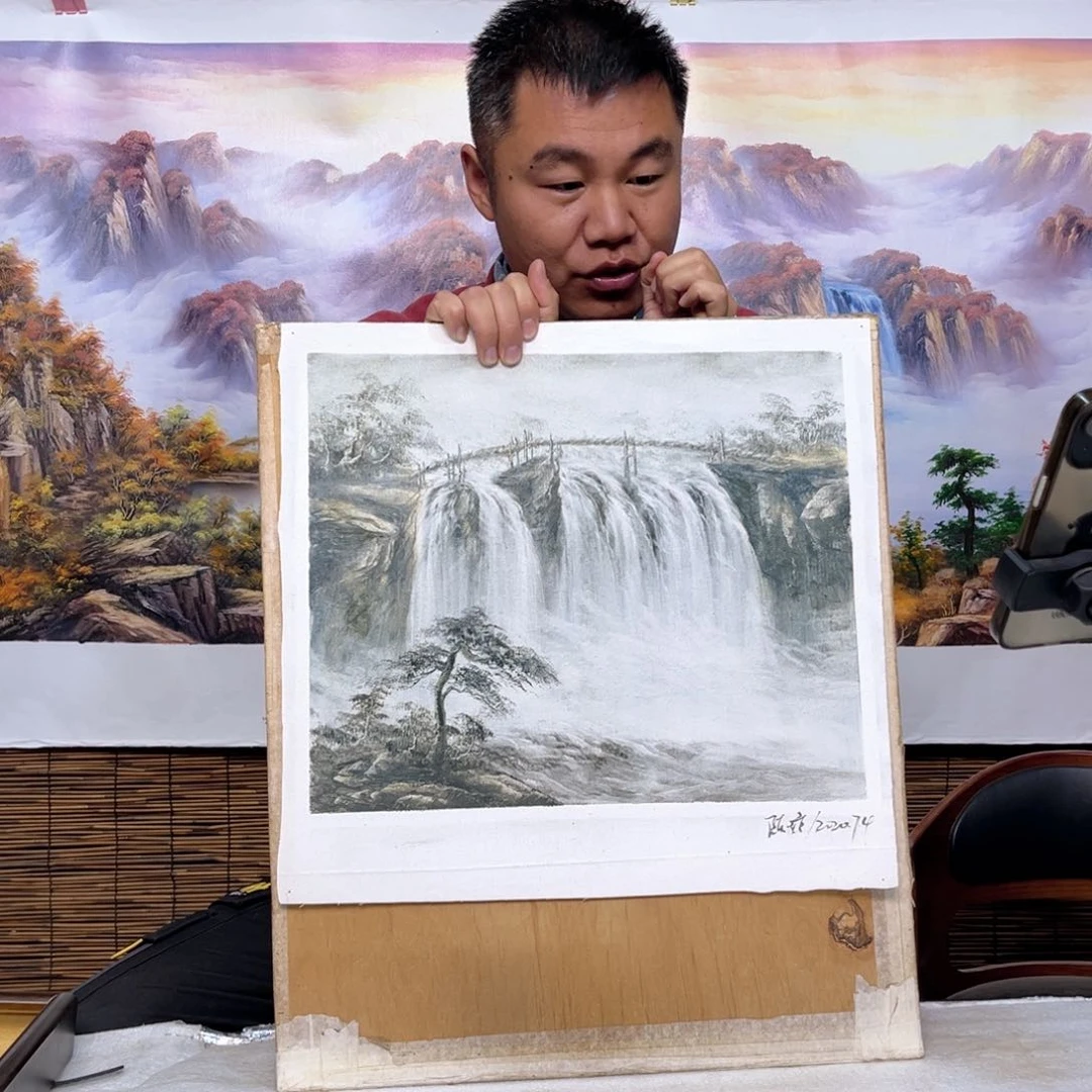 油画行路人小院绘画作品竞拍