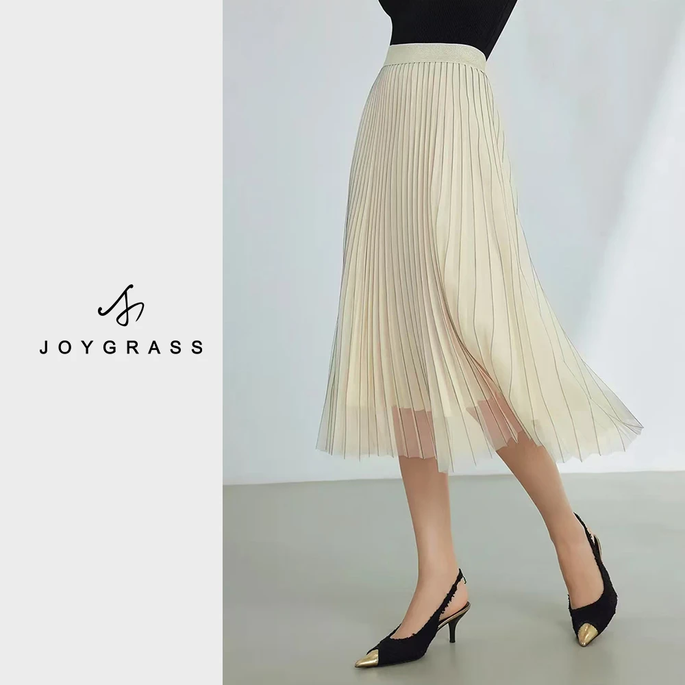 a.JOYGRSS(乔伊)法式轻奢白色高腰新款半身裙Q-03900