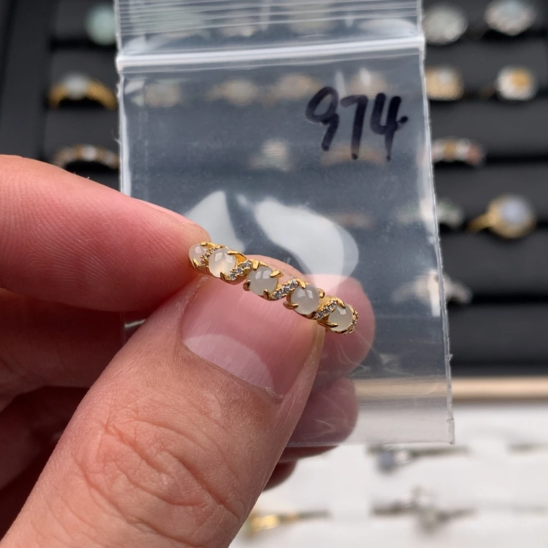 翡翠银S925镶嵌戒圈974