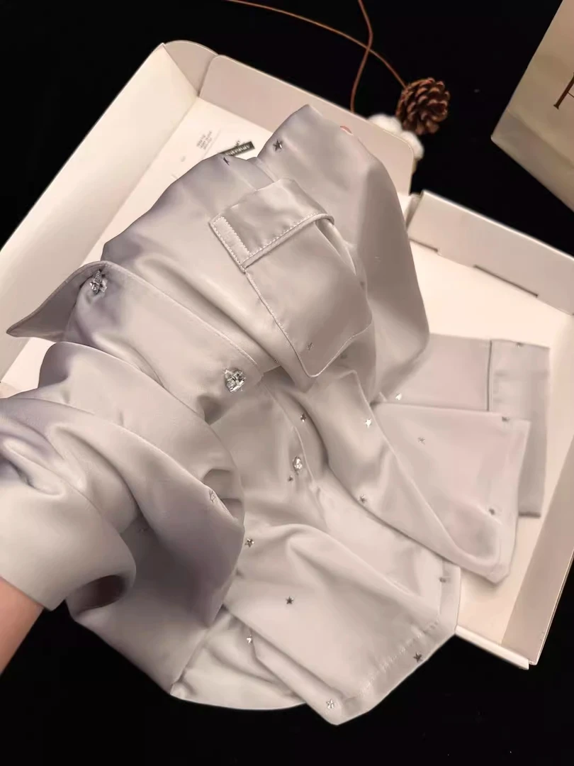 【DMXJ大梦想家】星星印花冰丝睡衣女春秋款新款长袖家居服大码套装