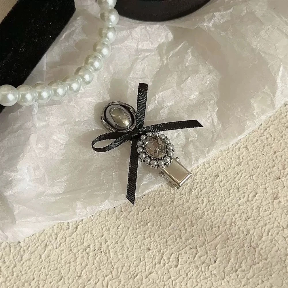 银色蝴蝶结一字夹