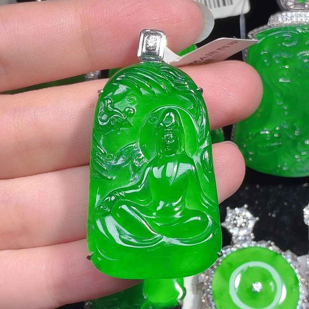 翡翠银S925镶嵌颈饰天然A货翡翠