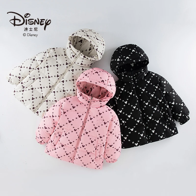 迪士尼儿童羽绒服秋冬季2025男童冬季加厚白鸭绒连帽女童保暖外套