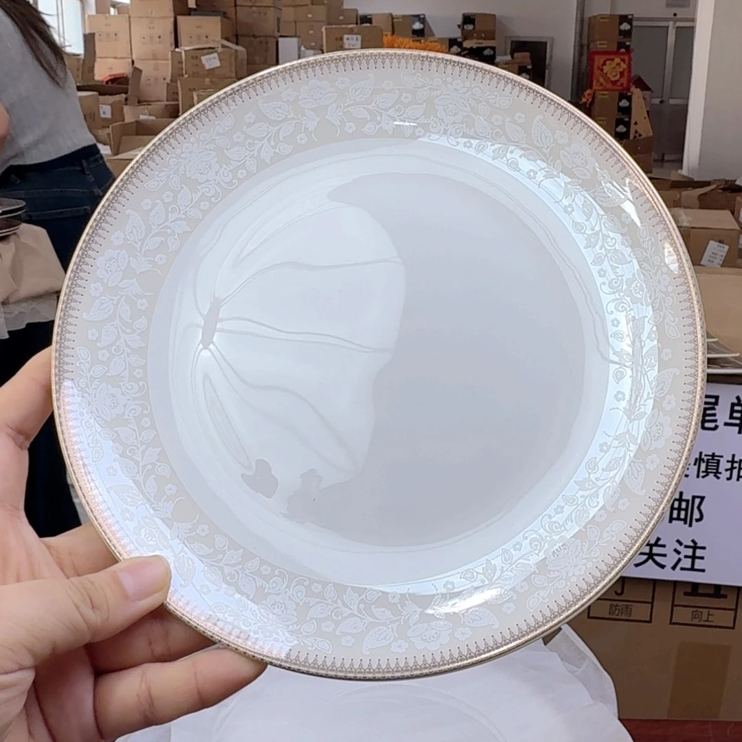 骨瓷高骨瓷8英寸月光盘20cm一个外贸骨瓷