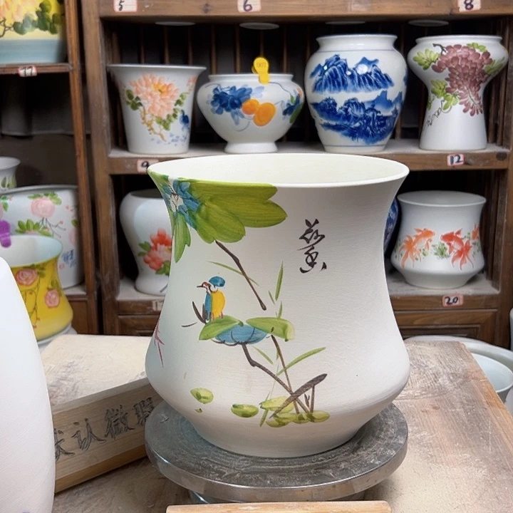 陶小蛮腰荷花鸟陶瓷陶瓷陶瓷陶瓷