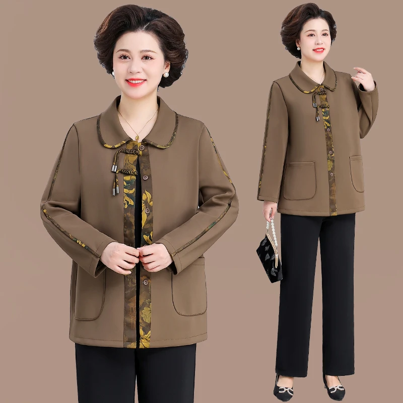 2025初春新中式穿搭妈妈装外套50-60岁中老年风衣女士时尚上衣