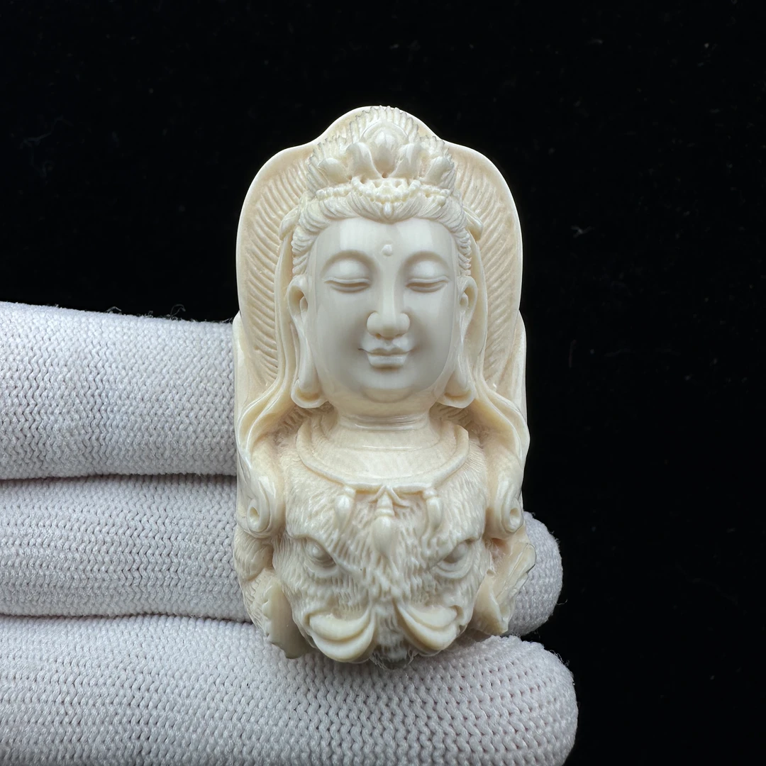 K9609【王金亮大师】天然猛犸牙 普贤龙蛇31*56*22mm支持鉴定