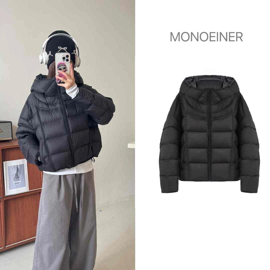 2025新款保暖女款加厚宽松型极简风纯色连帽秋冬运动户外潮流冬季