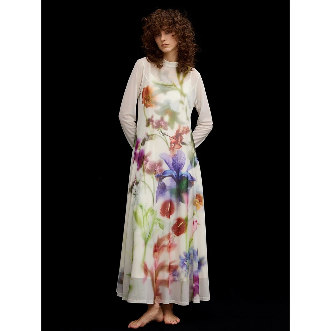 【六哥家】春季新款 代 原创花卉图案设计 气质优雅氛围感连衣裙