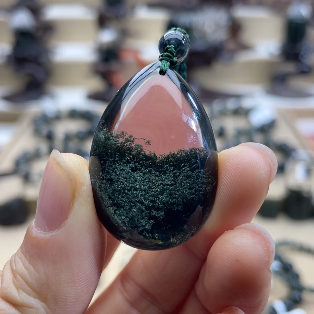 水晶颈饰未镶嵌绿幽灵聚宝盆水滴吊坠