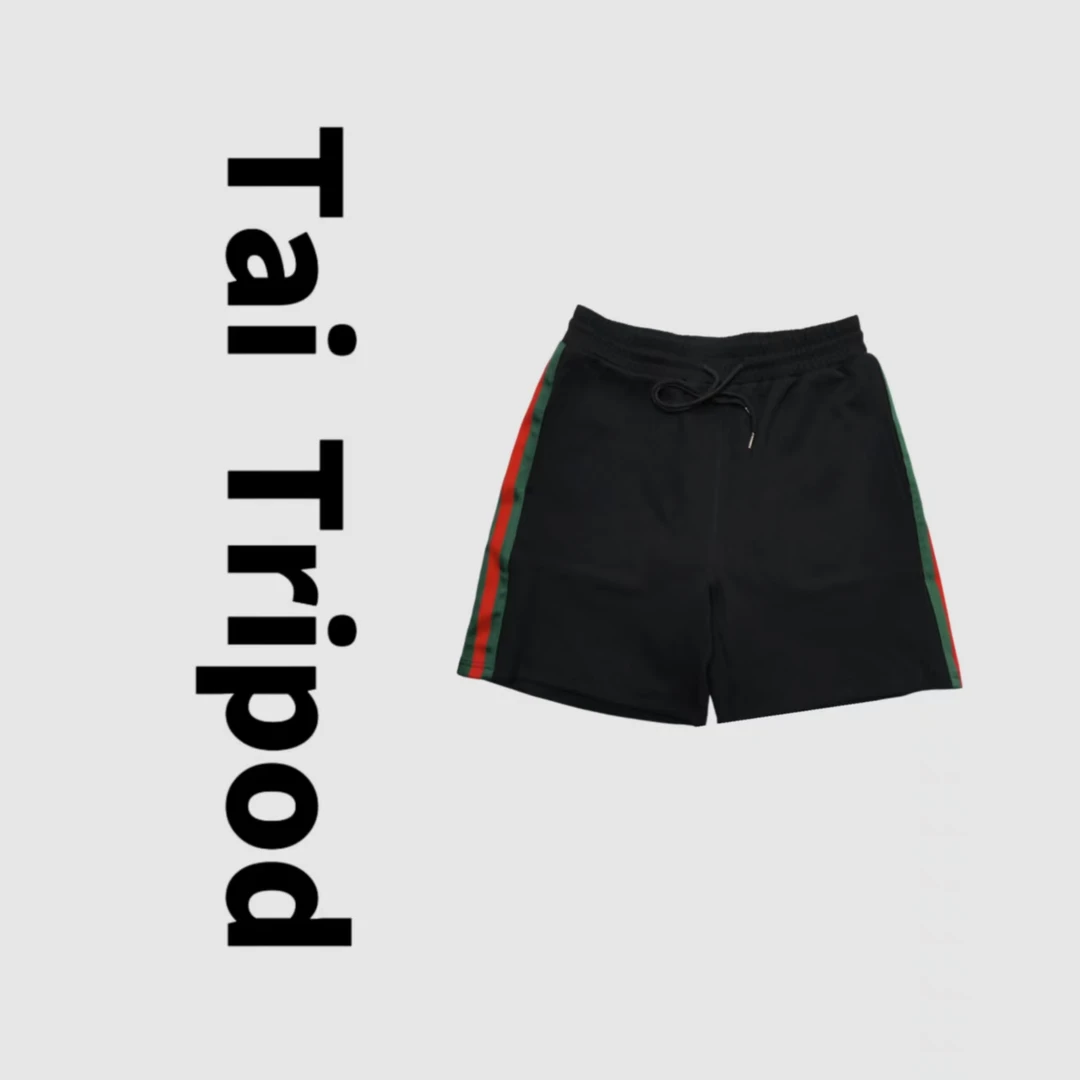 2025夏季新款侧边条纹拼接运动休闲短裤男女直筒宽松情侣款