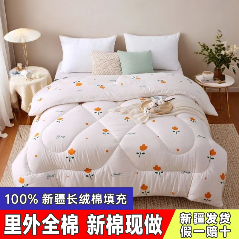 新疆无网棉被手工单双人棉花被垫被加厚纯棉花新棉秋冬被学生宿舍