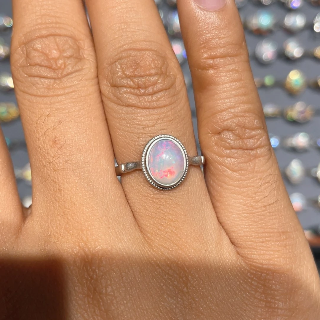 欧泊银S925镶嵌欧泊戒指