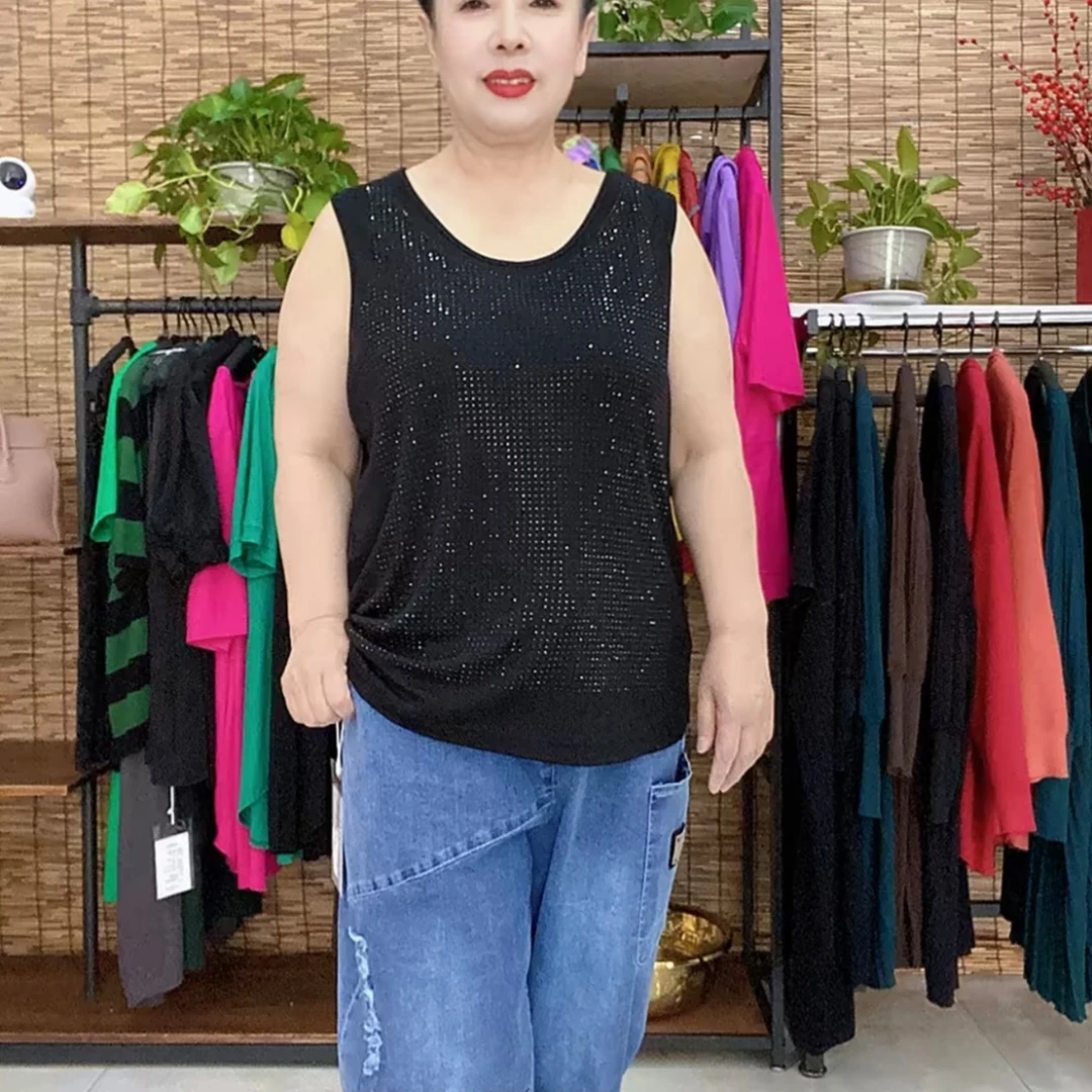 5288新款时尚百搭显瘦烫钻背心