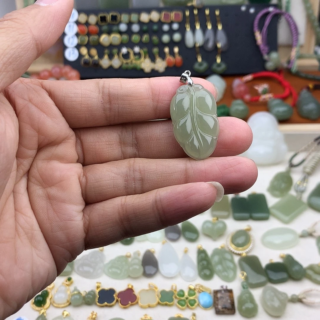 和田玉银S925镶嵌吊坠(不含链)