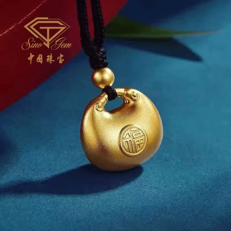 中国珠宝 足银银制品 新款胖福吊坠女款999足银平安百福挂坠JA