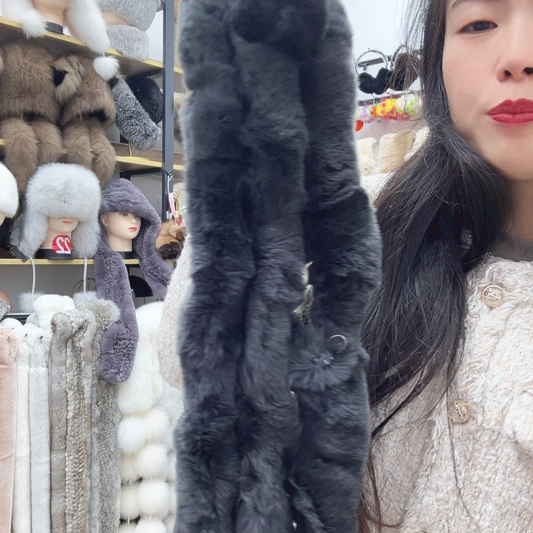 兔毛灰绿色兔毛瑕疵围巾