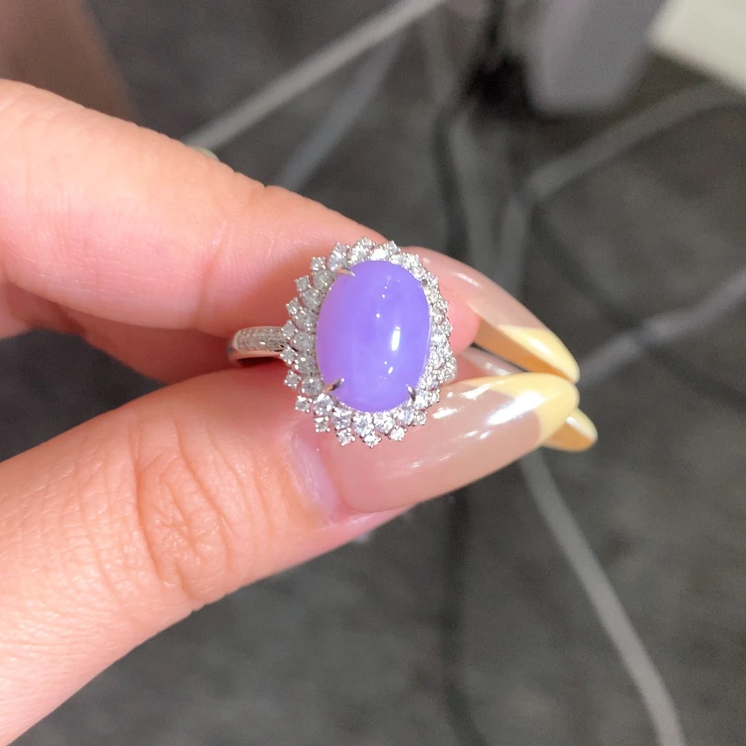 翡翠戒指18K金镶嵌翡翠