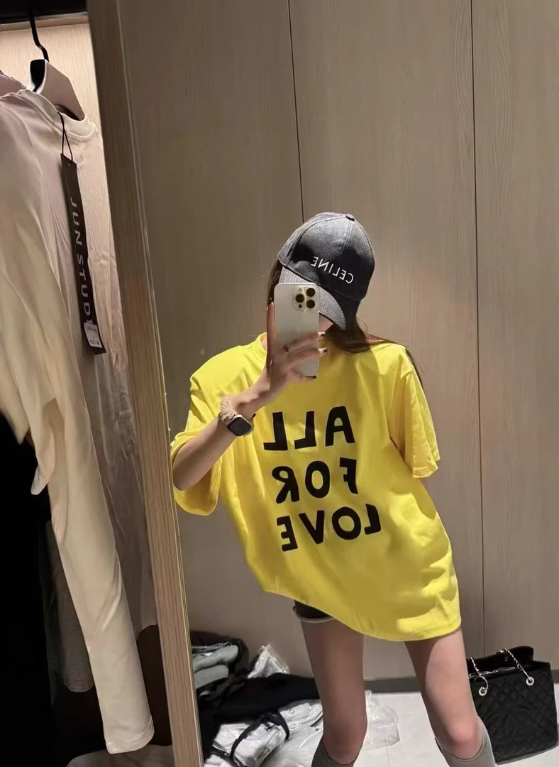 ▪️现货 十三行正版休闲宽松显瘦字母印花垫肩百搭短袖t恤女