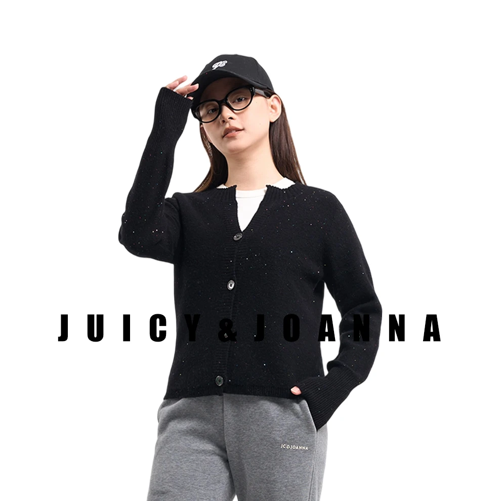 JUICY&JOANNA/橘子樱桃法式镂空珠片绵羊毛开衫