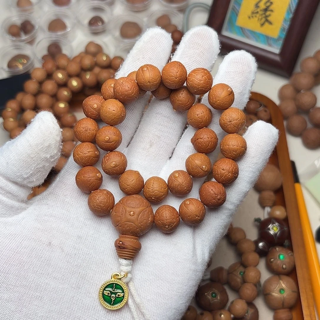 凌***刺凤眼菩提手串精品正圆红皮手持1.2福利