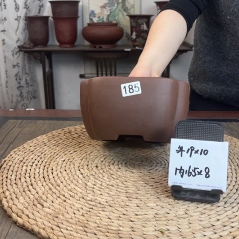 紫砂花盆特价福利紫泥南瓜四方185