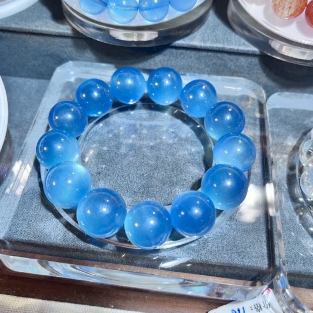 精选 猫眼爆闪海蓝宝 13-15➕圣蓝润体 冰拉丝爆闪星空海蓝宝