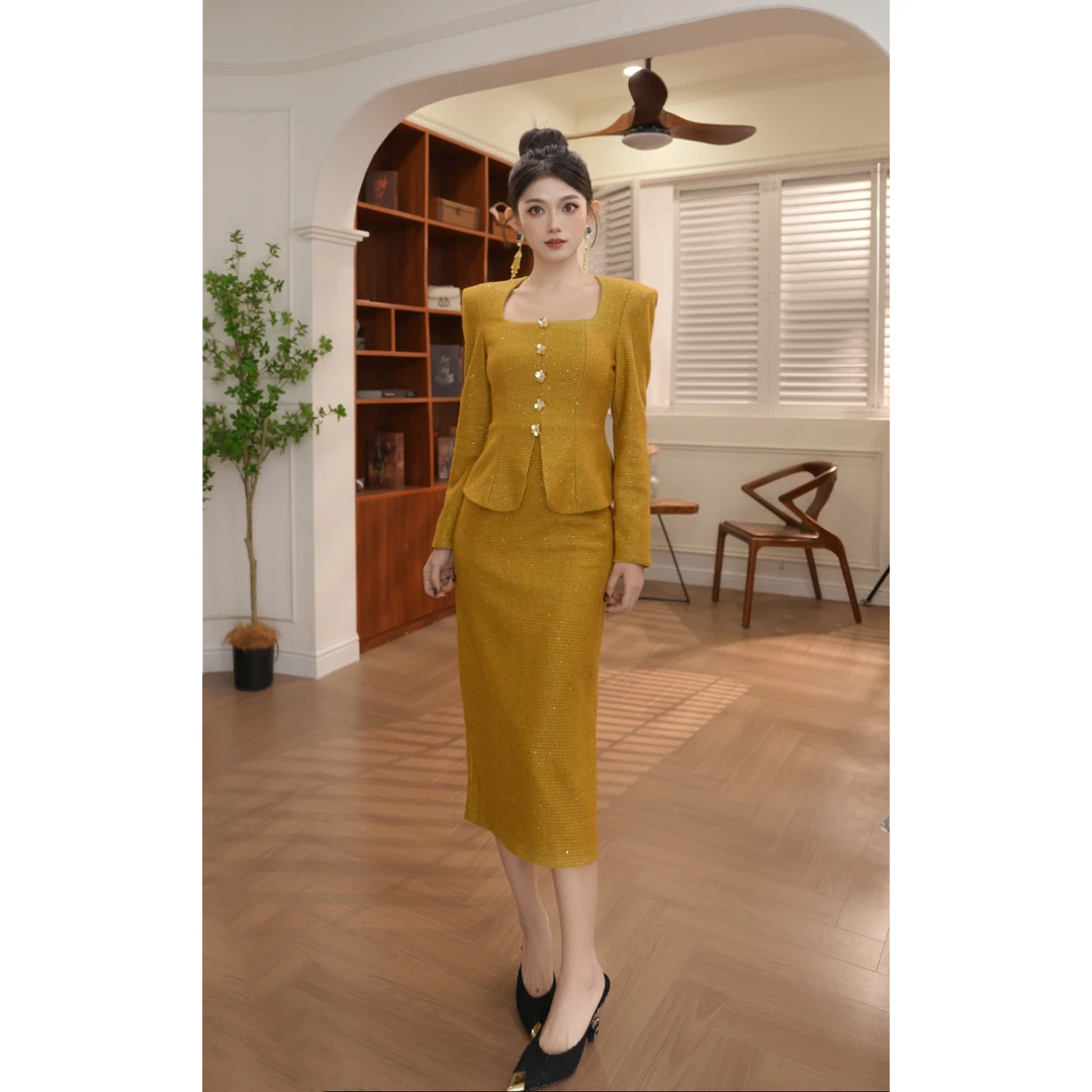 香见欢轻奢定制·时尚气质修身轻奢职业优雅连衣裙22026