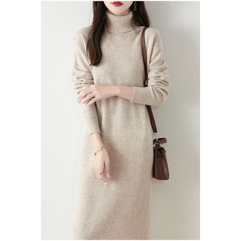 100%羊毛秋冬纯色内搭显瘦长款高翻领YYY2456