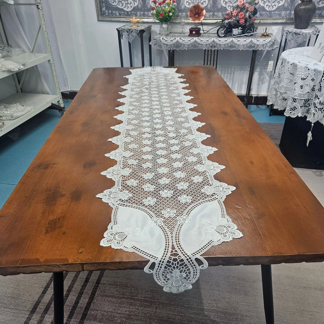 187欧式镂空刺绣桌旗高档轻奢电视柜茶几餐桌布艺