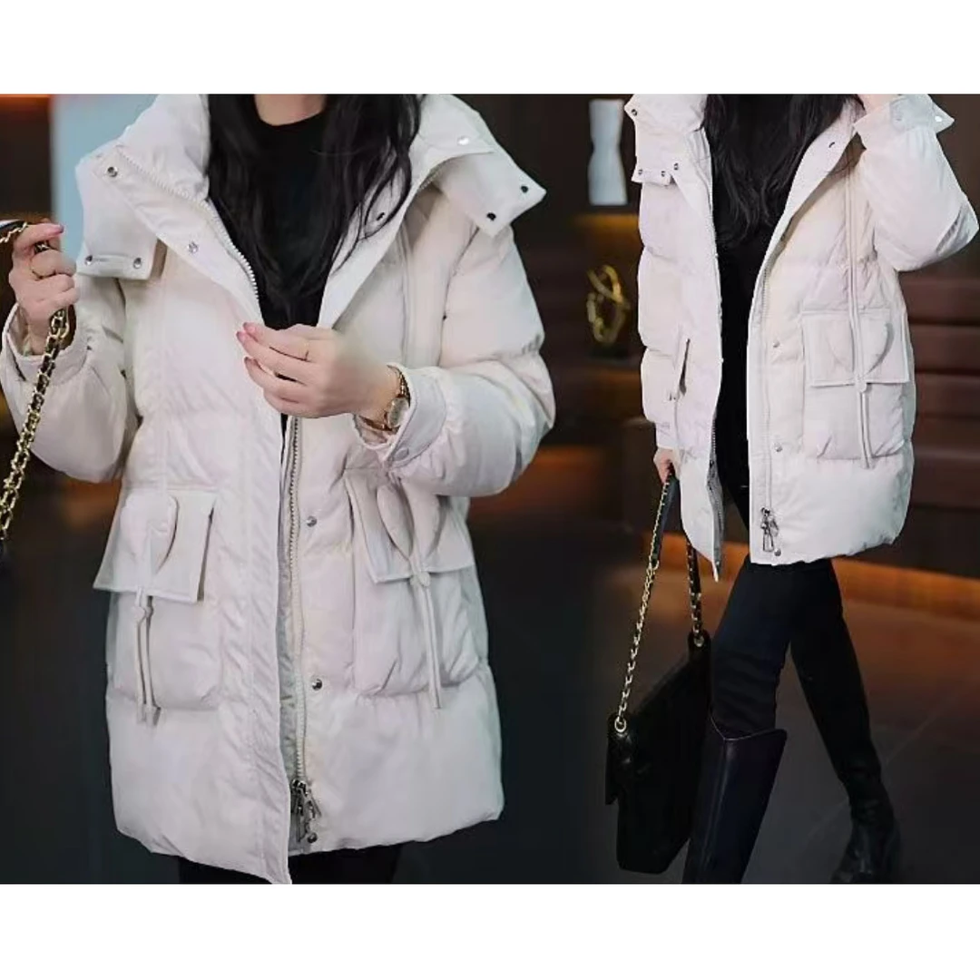 女士休闲保暖中长款棉服902-A331