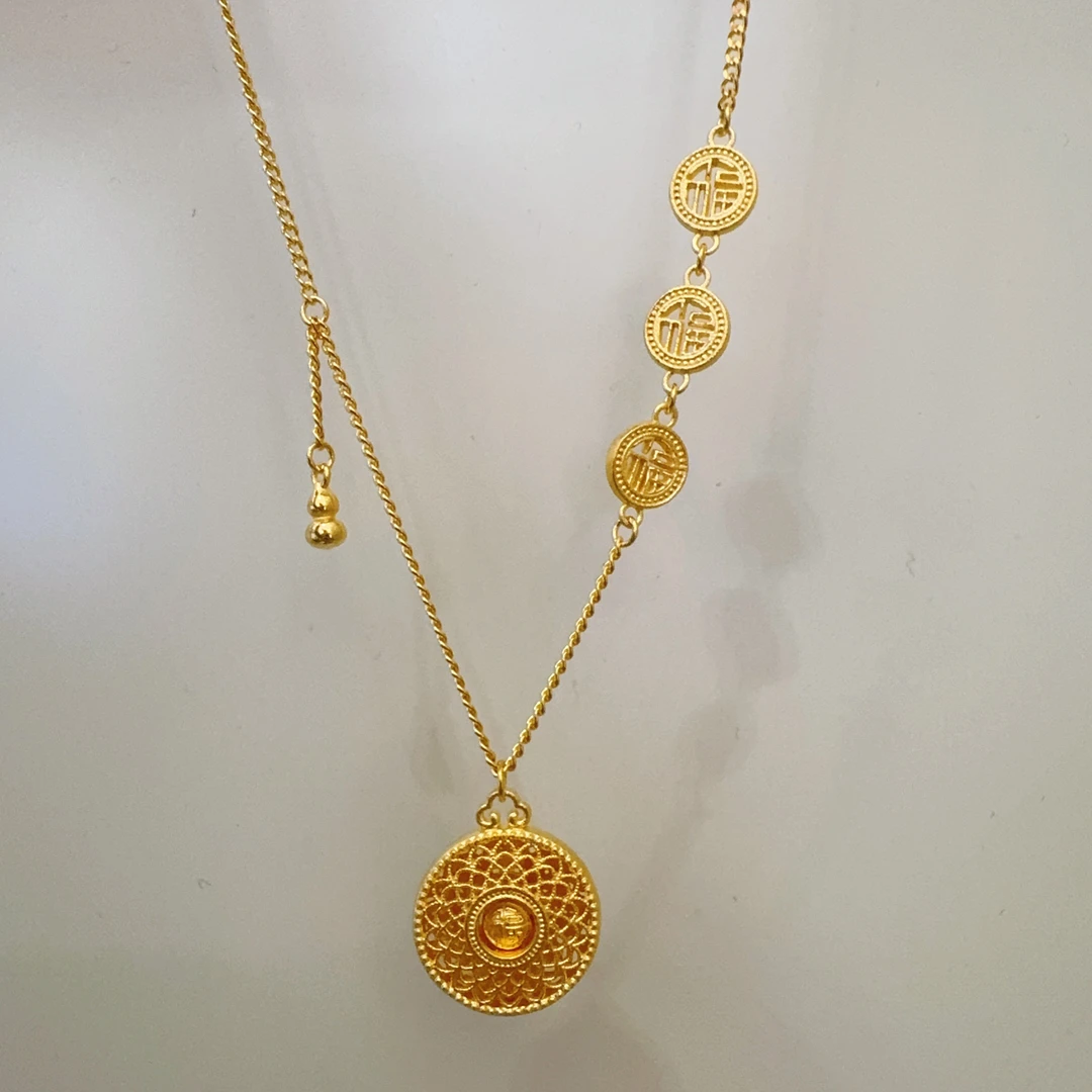 5g足金999三福八宝罗盘套链