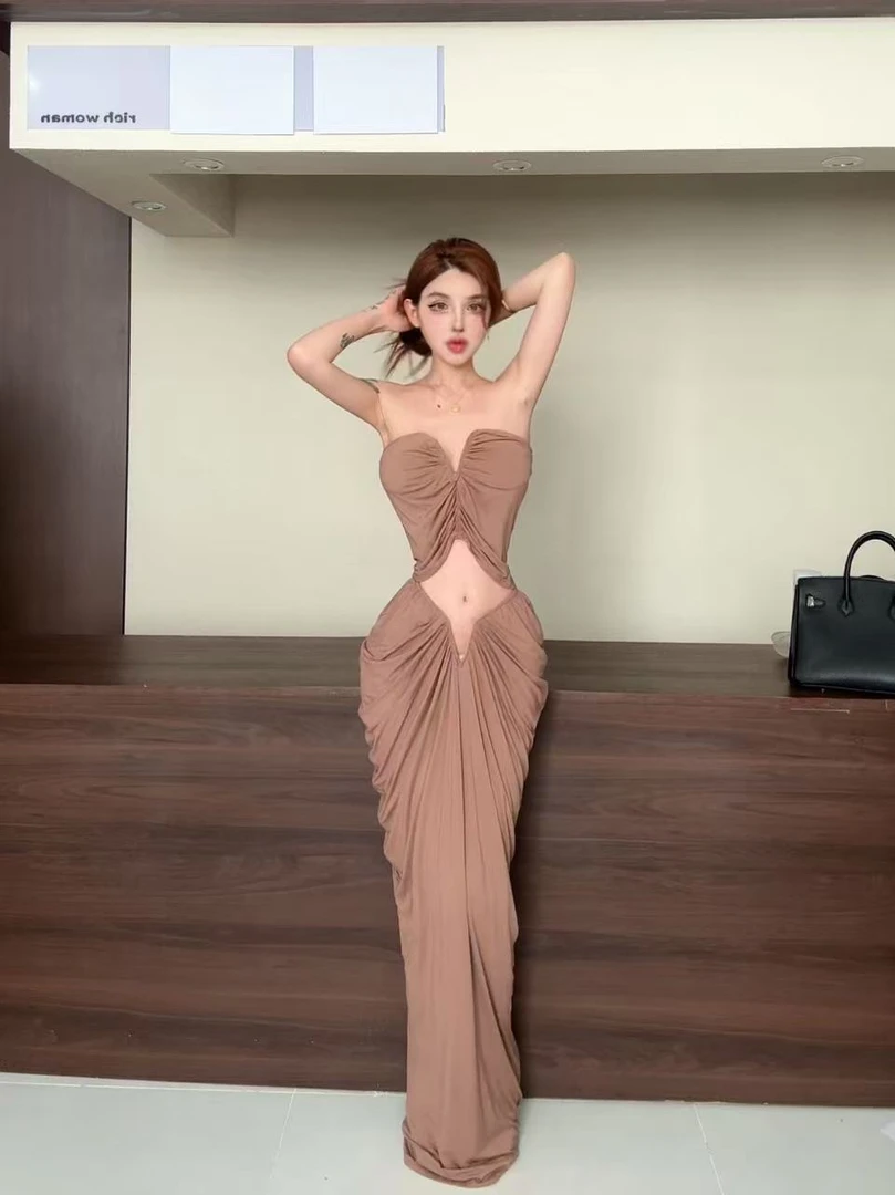 （清）龙牙童推荐【东方美人】裙套装网红时尚性感女士夏季修身露背