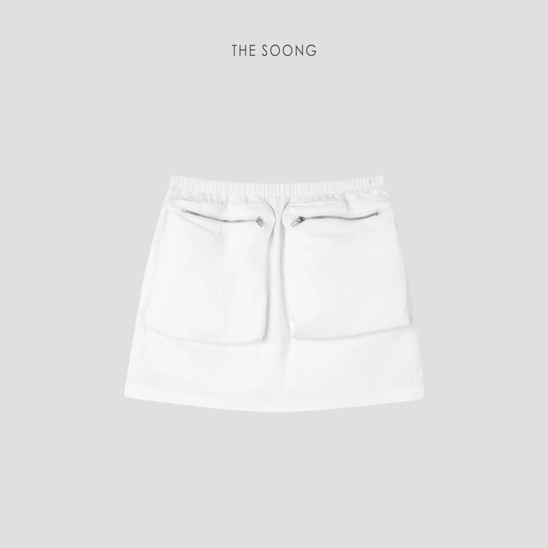 THESOONG|"解构主义"100%棉双口袋雕塑感松紧中腰短裙HZQZ5983