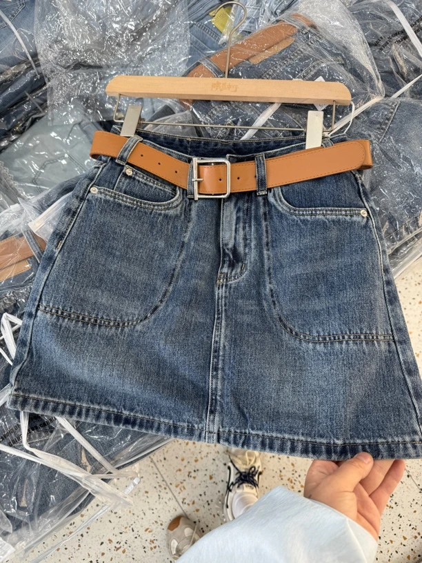 炸款～欧货高腰显瘦牛仔半身裙375