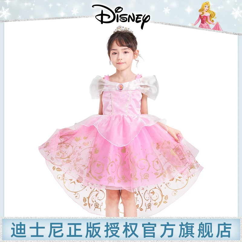 伊佳林迪士尼正版艾莎女王公主裙女童夏季连衣裙睡美人公主裙