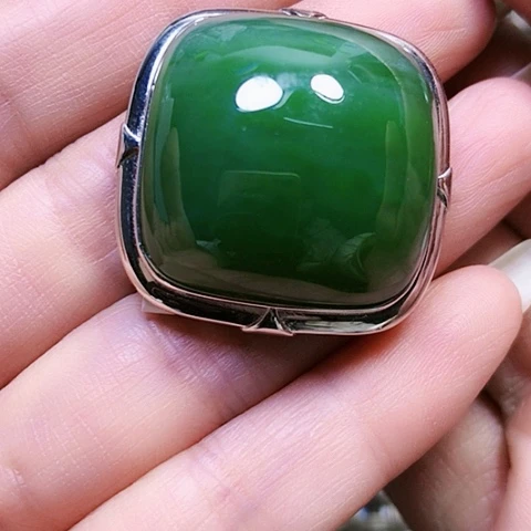 和田玉银S925镶嵌挂件