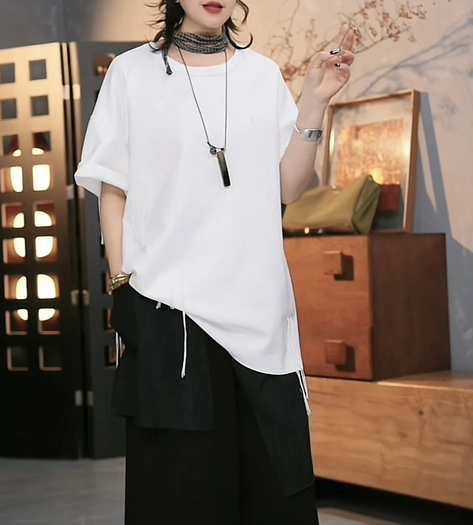 大米-2025年圆领重工设计师明线大版短袖-1063