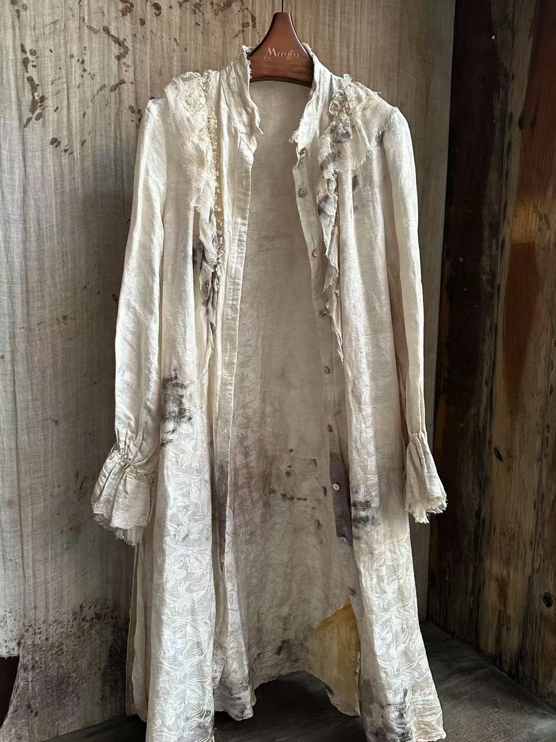 NatureDye 【美侖美奂】AL162846原创设计丝麻提花外套