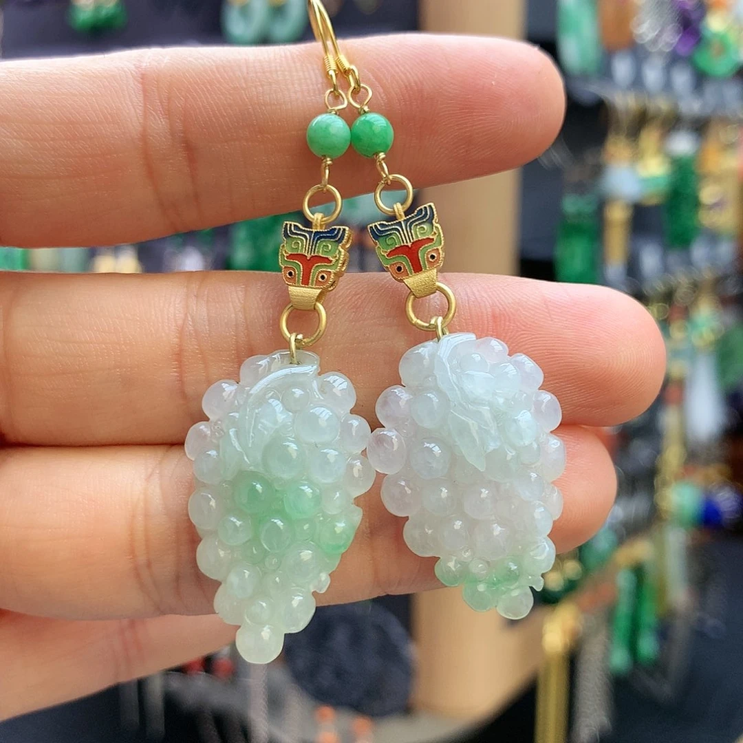 【闪购商品】翡翠耳饰银S925镶嵌耳坠