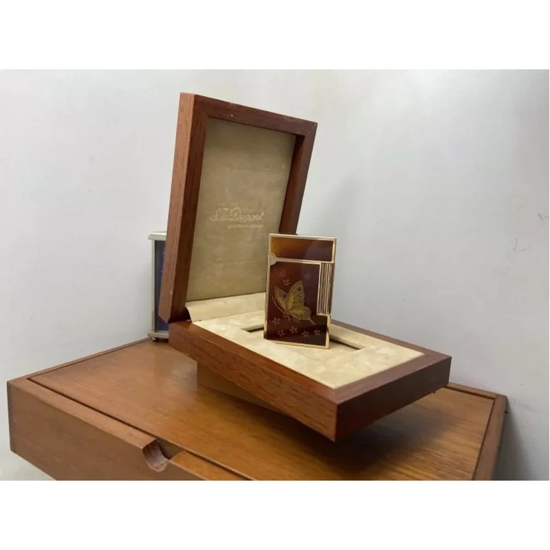 原品保证！S.T.Dupont都彭L2  扬羽蝶莳绘玫瑰金琥珀漆大号打火机