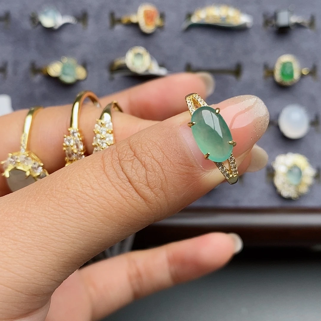 银S925镶嵌戒指翡翠叮****甜111111