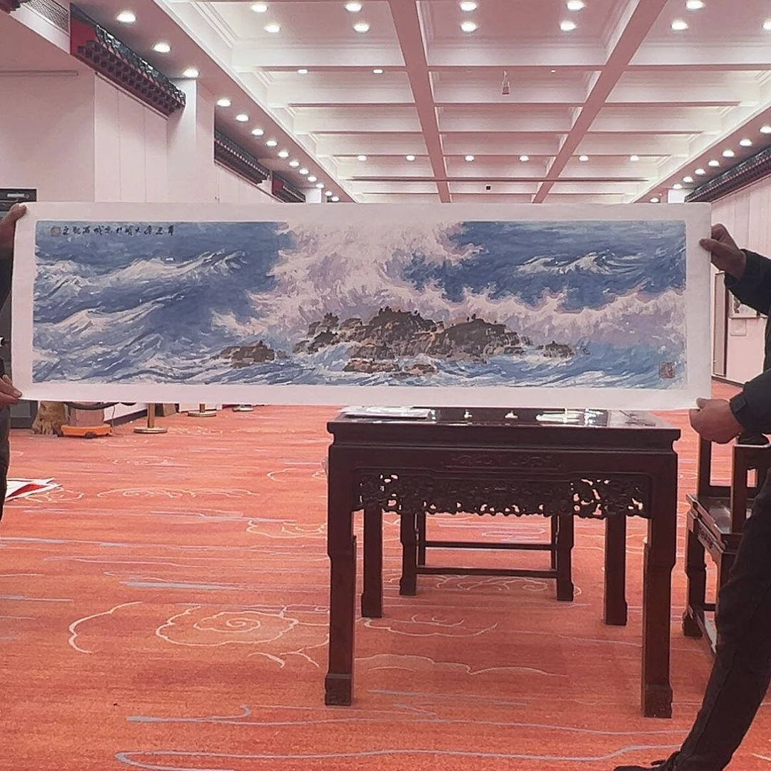 国画朱大明原作溯源带证件合影视频